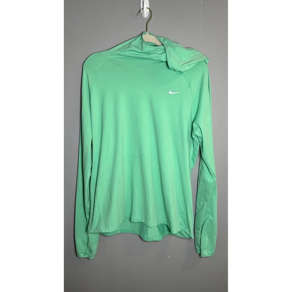 Nike Dri-FIT Running Hoodie Womens XL Mint Green Long Sleeve Pullover Reflective